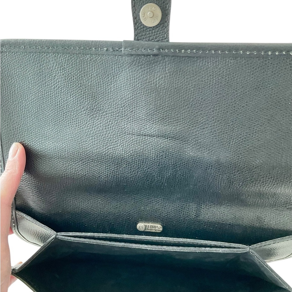 Fendi Zucca FF Mini Clutch Pouch Brown Canvas Leather Y2K Vintage Italy - Picture 7 of 8